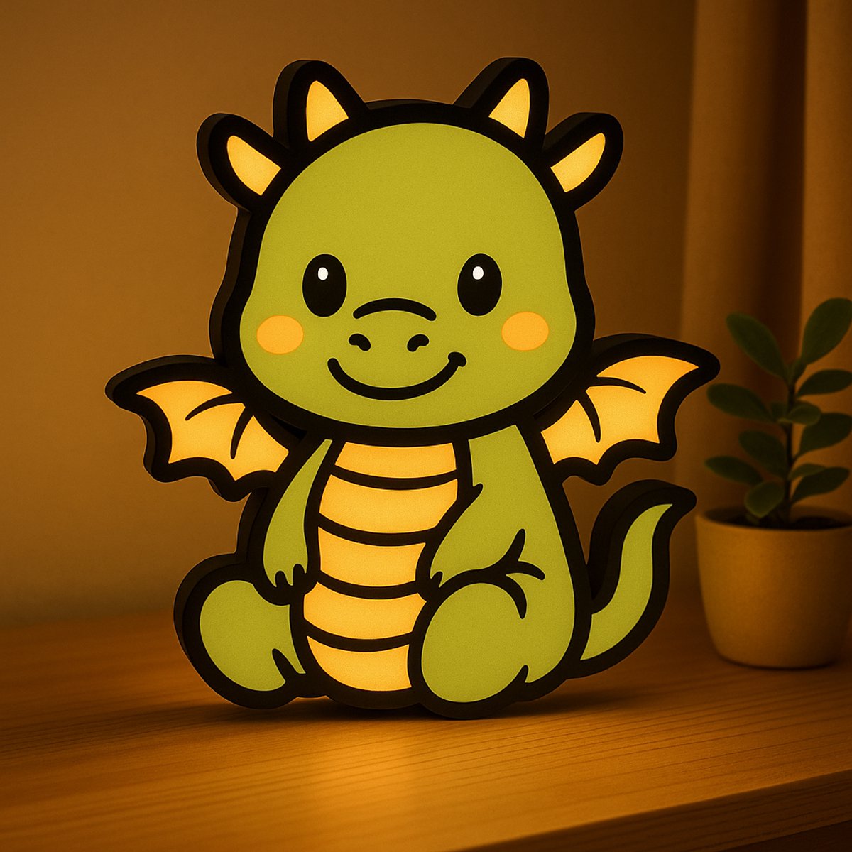 Cartoon Draak Nachtlampje – Schattige 3D Lightbox Dierenlamp met USB – Perfect voor Babyka