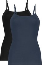 Ten Cate Basics limited edition spaghetti top zwart en blauw 2 pack voor Dames | Maat L