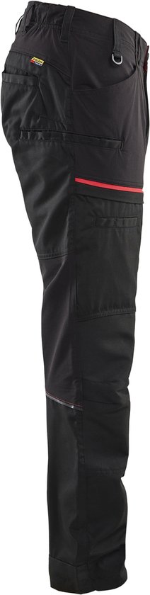 Blaklader 1456 Pantalon de travail de service Stretch Zwart/ Rouge