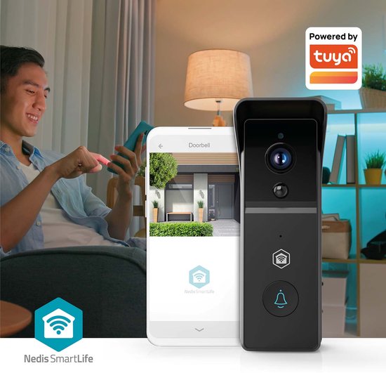 Nedis SmartLife Video Deurbel - 3MP Ultra HD - Zonder abonnement - Bewegingssensor - Deurbel draadloos - Deurbel met Camera - Zwart — afbeelding 3