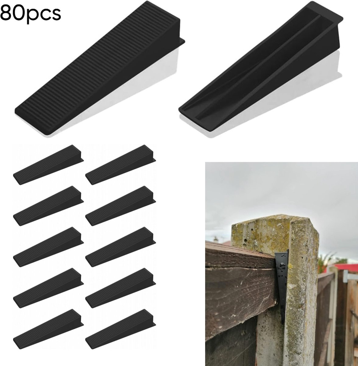 80 stuks - Tegelnivelleersysteemwiggen, tegelleghulpmiddelen, herbruikbare wiggen, schutti