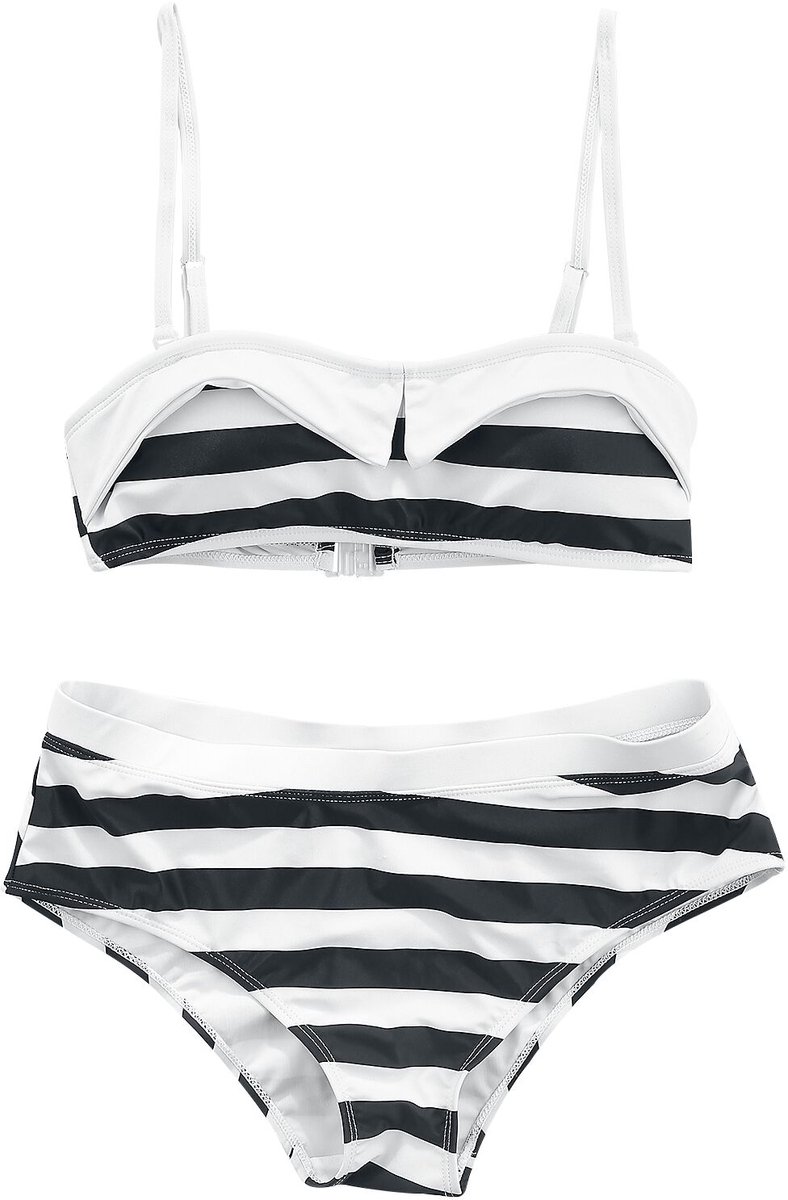 Pussy Deluxe Big Party Stripes Dames Bikini Set - zwart/wit - XS