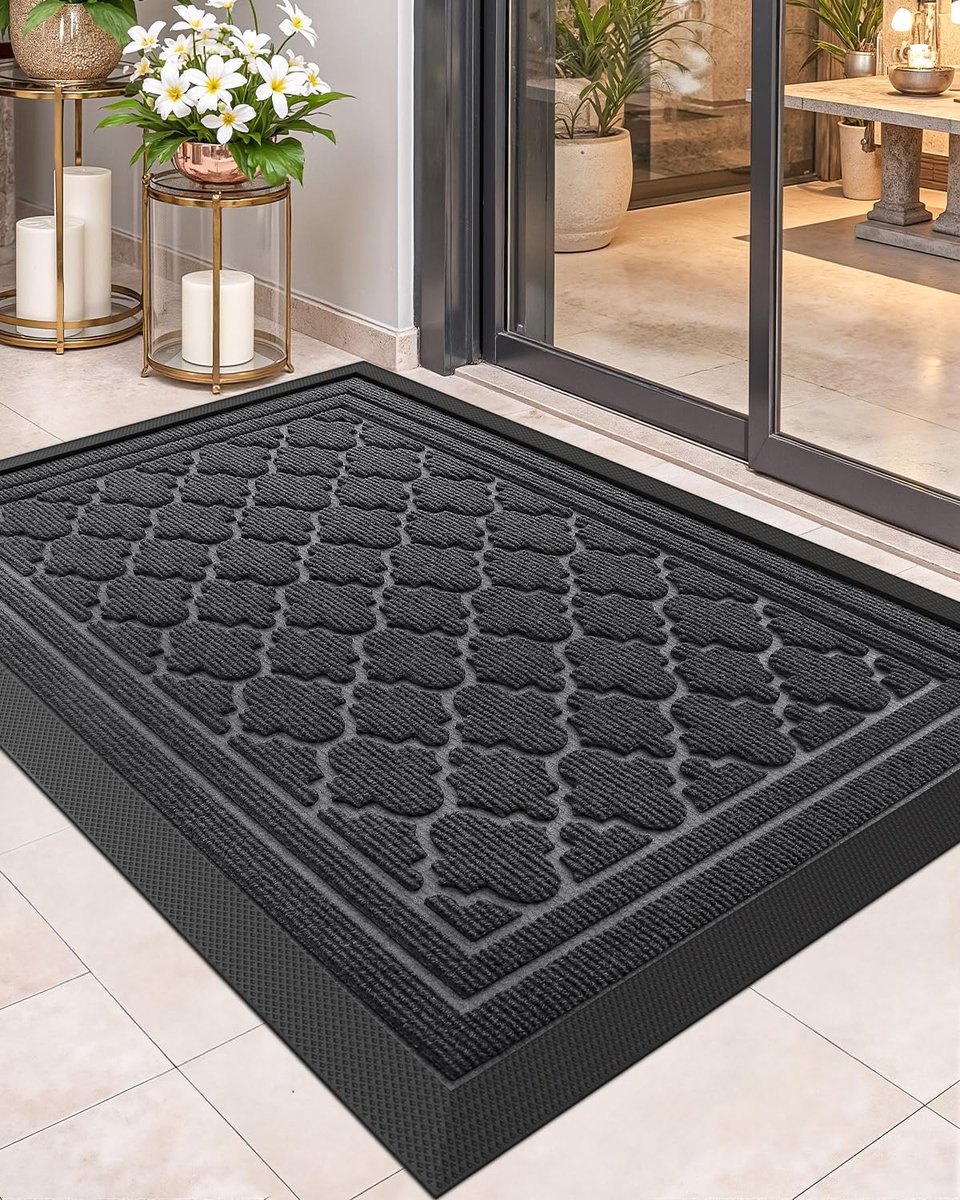 Ibenzoa® Robuuste en Weerbestendige Antislip Deurmat voor Buiten Huisdeur en Balkon 43,5 x 75 cm Grijs