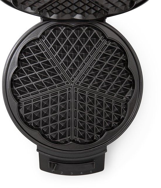 FRITEL Wafelijzer - HW 1225 - Wafelmaker PFAS vrij - Wafelmachine voor Hartjeswafels - Hartjeswafelijzer - 5 Hartjeswafels - Wafelbakijzer met Vaste Bakplaten - Zwart - 1200W van Fritel — afbeelding 4