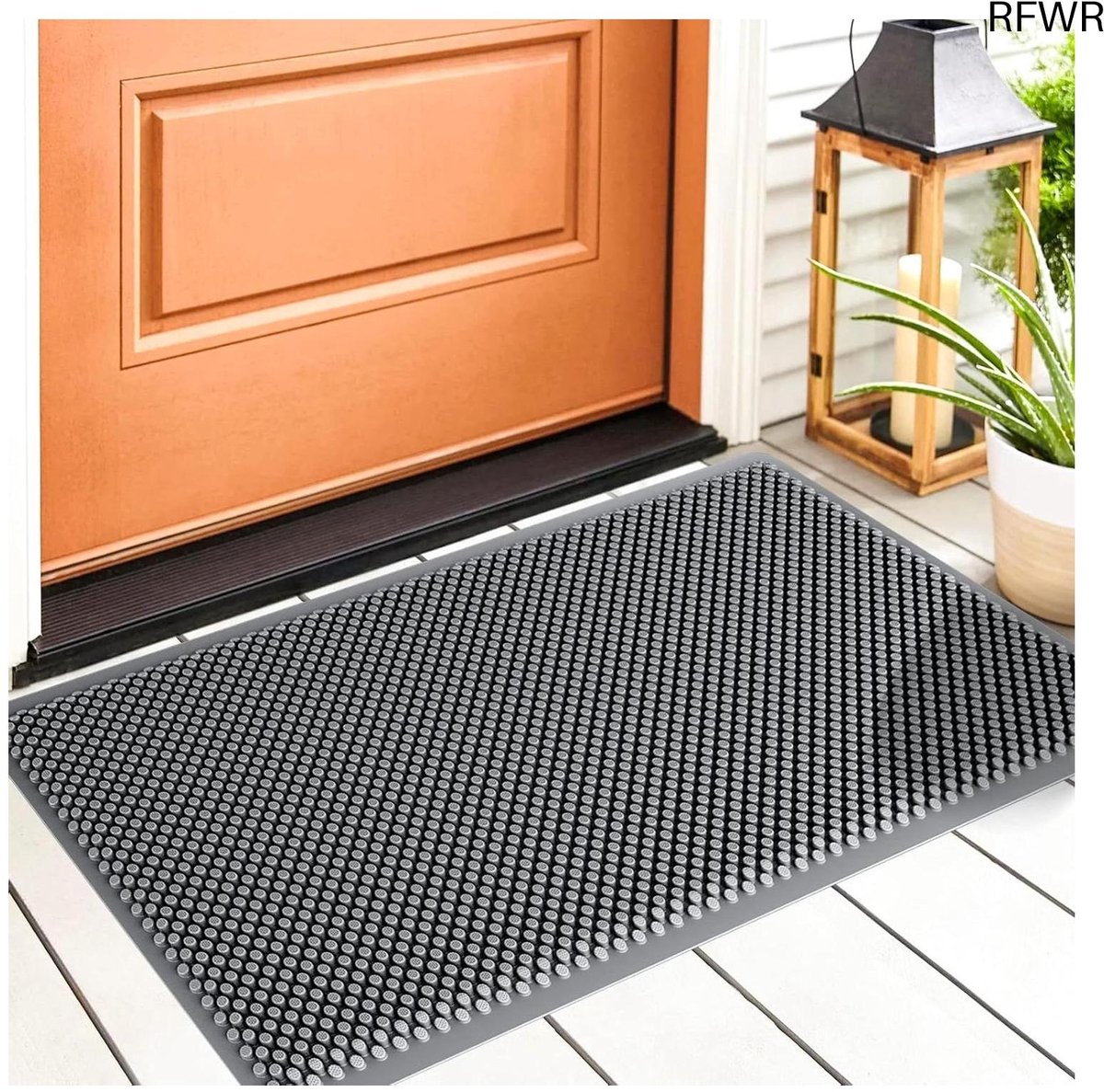 RFWR Antislip Deurmat Voor Buitendeur en Entree - Wasbare Siliconen Vuilvangmat 43 x 76 cm Grijs