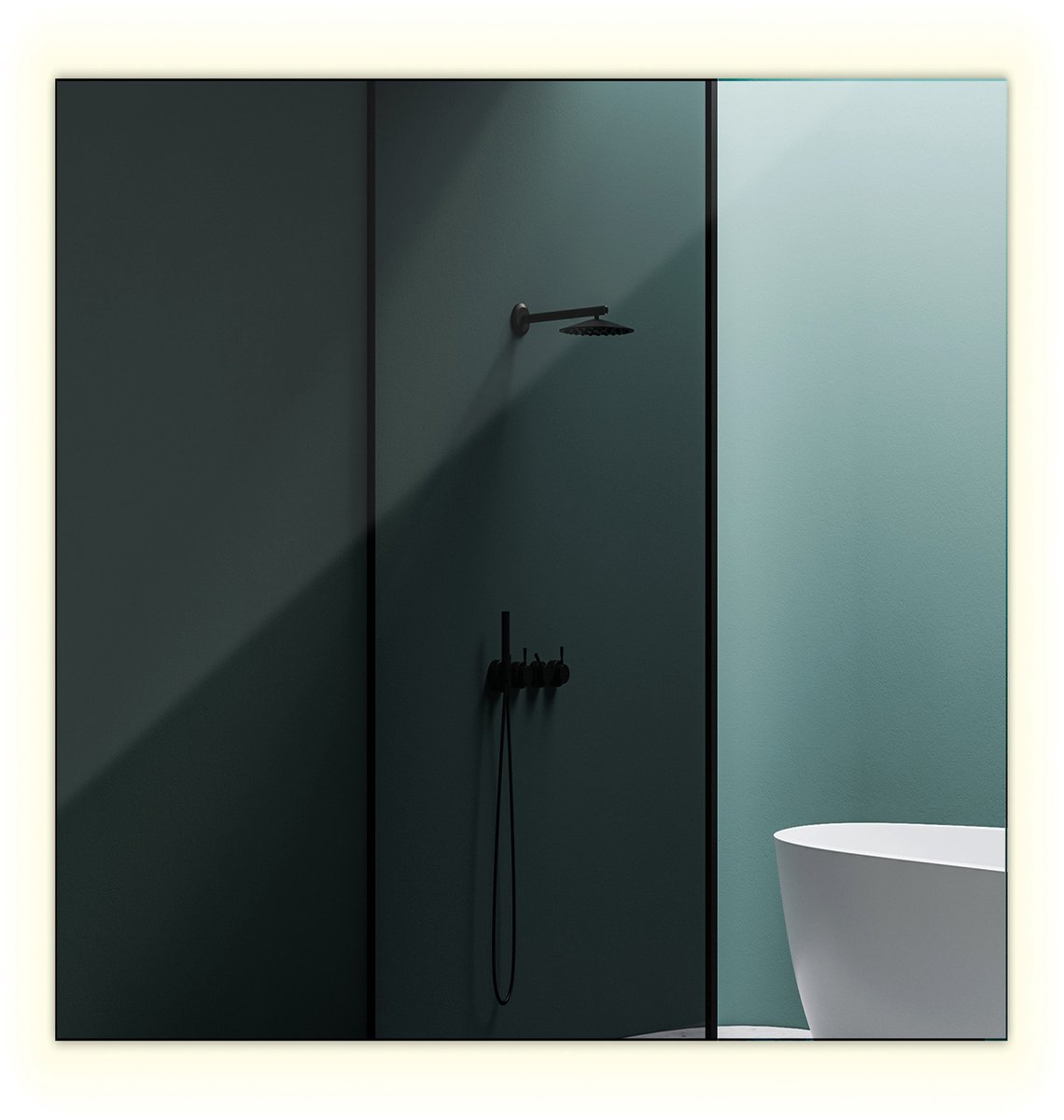Tulup Spiegel – Rechthoekige Spiegel – 50 cm x 50 cm – Wandspiegel Zonder Lijst – Badkamer Spiegel – Moderne Spiegel – 3000K (Warm Licht)