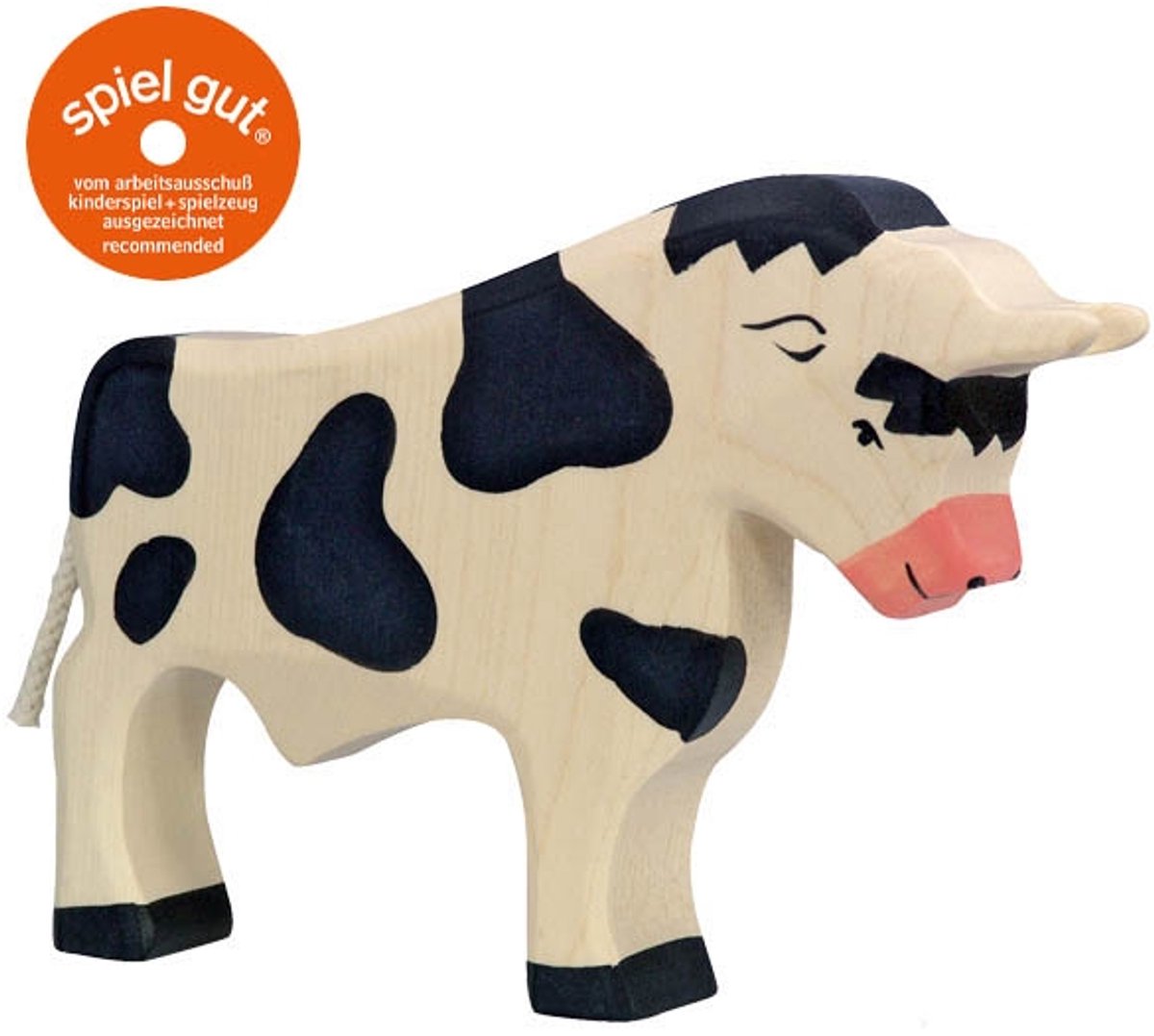 HOLZTIGER Boerderij - Stier Zwart - 19X3X14Cm - Houten Figuur - Handgemaakt