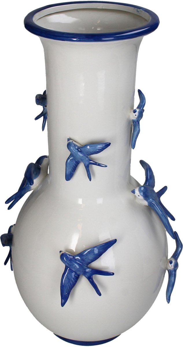 HD Collection Vase Bird Stoneware Blue 25.5x25.5x51.5cm