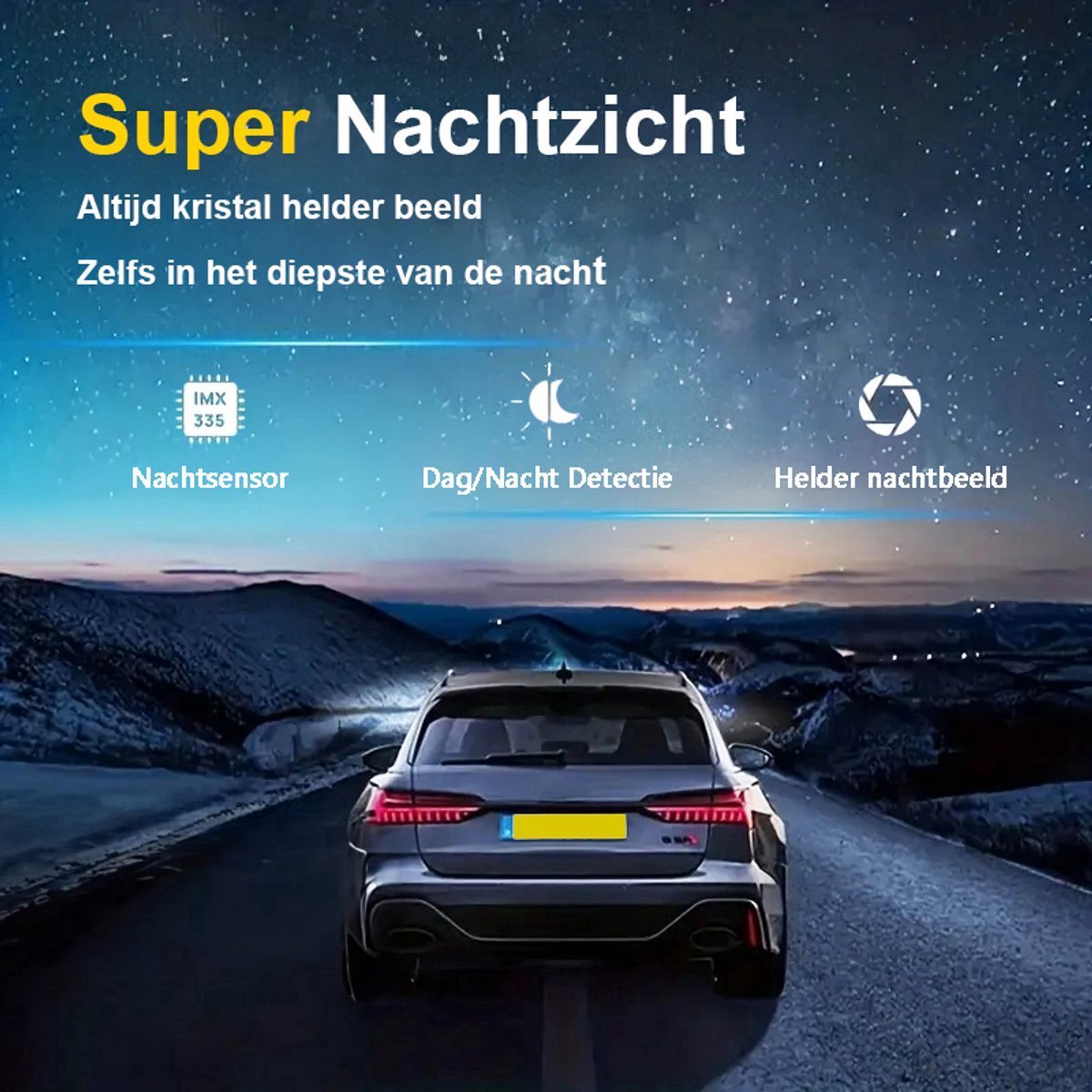 Tech Essentials S1 Dashcam - 720P - SD Kaart 64GB - Met Achteruitrijcamera - USB-C - Voor Auto Camera - Voor En Achter - Nachtzicht thumbnail 2