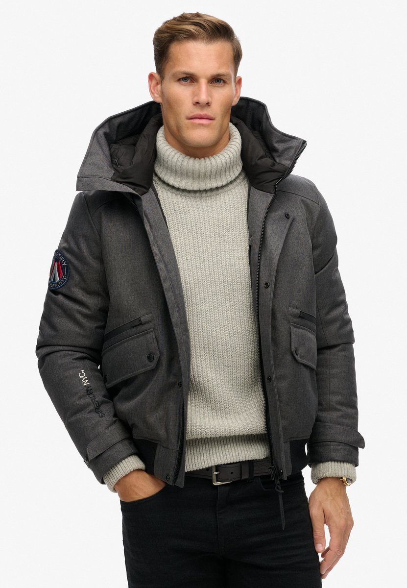Superdry Gewatteerd City bomberjack van tweed Heren Gewatteerde jassen Grijs