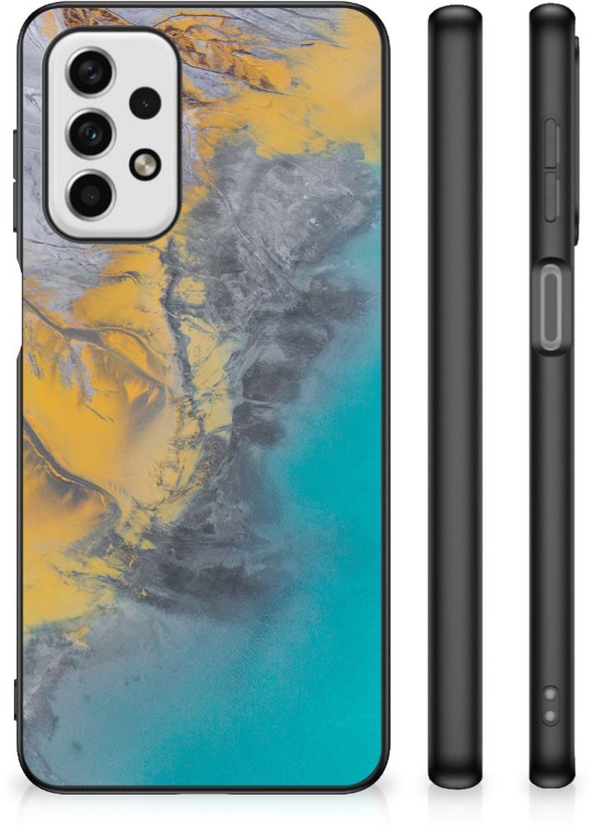 Samsung Galaxy A23 Marmeren Print Telefoonhoesje Marble Blue Gold