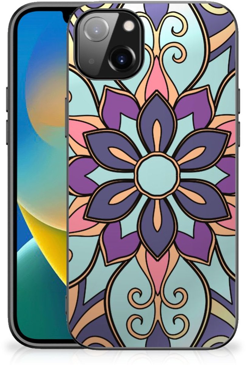 iPhone 14 Plus Bloemen Hoesje Purple Flower