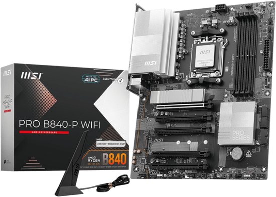 MSI PRO B840-P WIFI - Moederbord ATX - Socket AM5 - AMD B840 - DDR5 - Realtek 7.1 - Wi-Fi 7 - 2.5Gb LAN