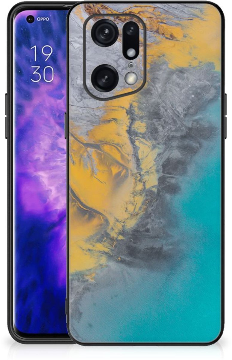 OPPO Find X5 Pro Marmeren Print Telefoonhoesje Marble Blue Gold