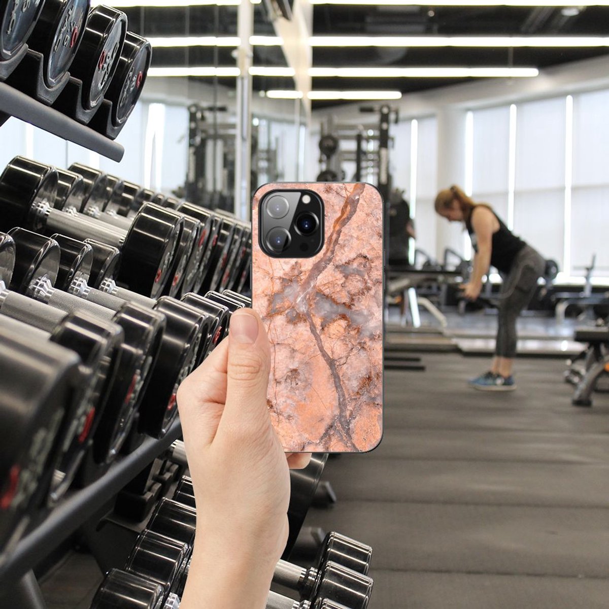 iPhone 14 Pro Max Marmeren Print Telefoonhoesje Marmer Oranje