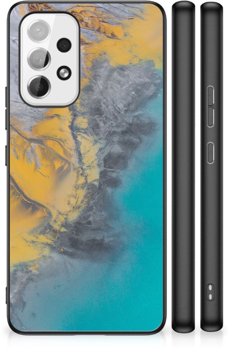 Samsung Galaxy A53 Marmeren Print Telefoonhoesje Marble Blue Gold
