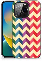 Coque transparente en Siliconen TPU pour iPhone 14 Pro avec bord noir couleur zigzag