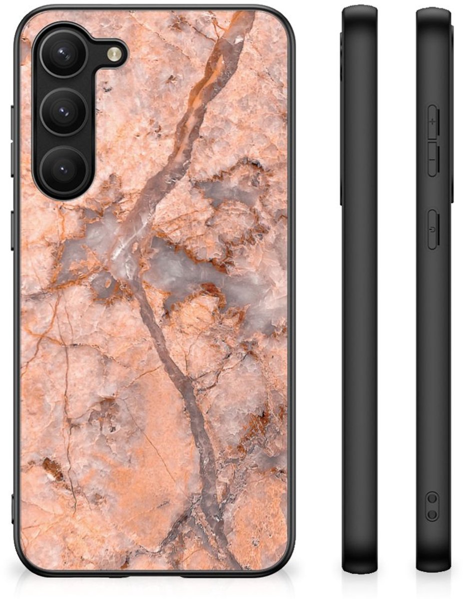 Samsung Galaxy S23 Plus Marmeren Print Telefoonhoesje Marmer Oranje