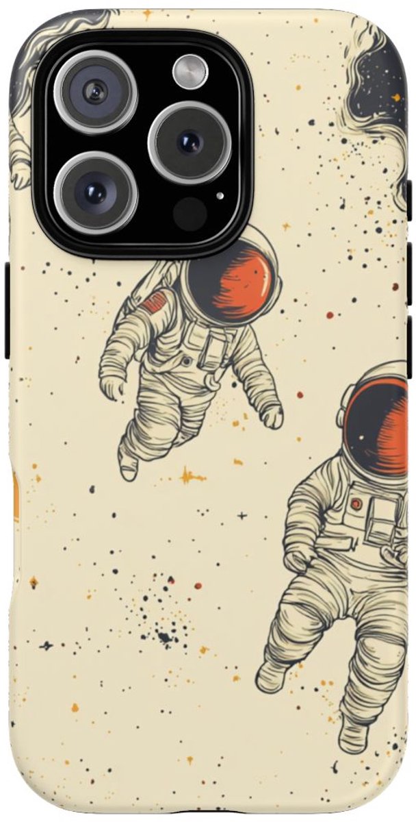 Astronauten Zwevend in de Ruimte Patroon – Telefoonhoesje Geschikt voor iPhone 16 Pro
