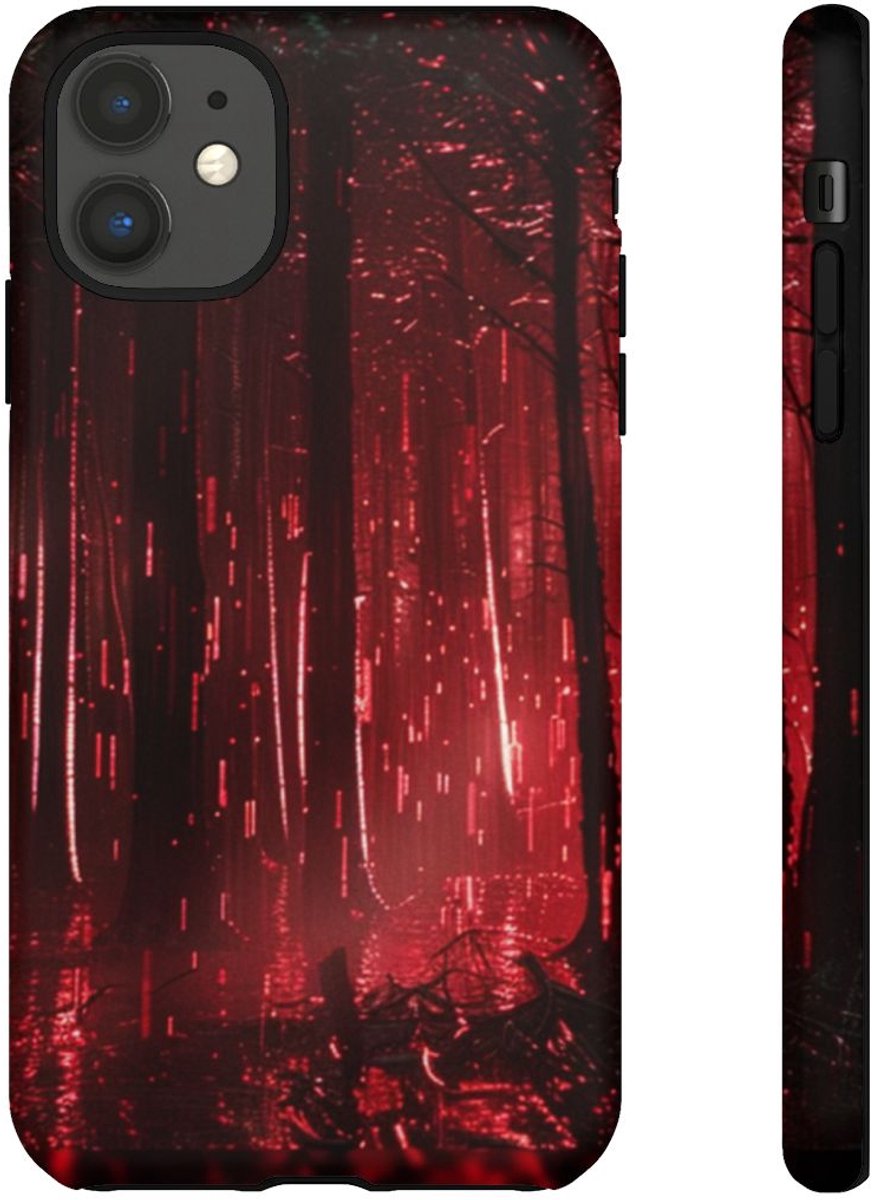 Donkerrood Verlichte Bos – Telefoonhoesje Geschikt voor iPhone 11