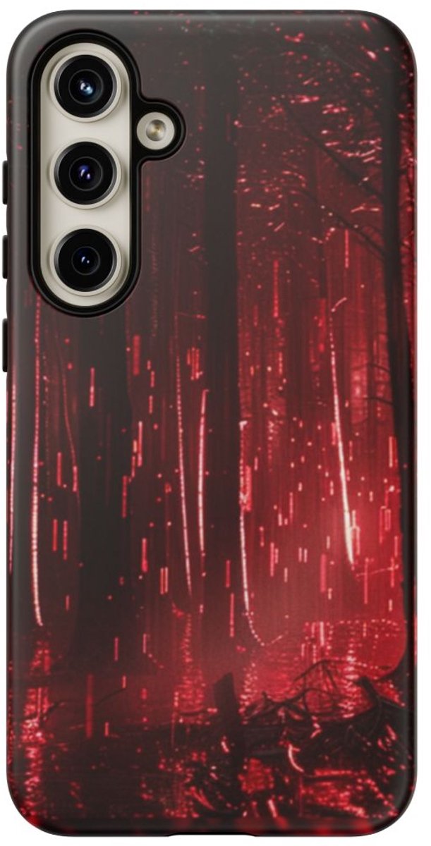 Donkerrood Verlichte Bos – Telefoonhoesje Geschikt voor Samsung Galaxy S24 Plus
