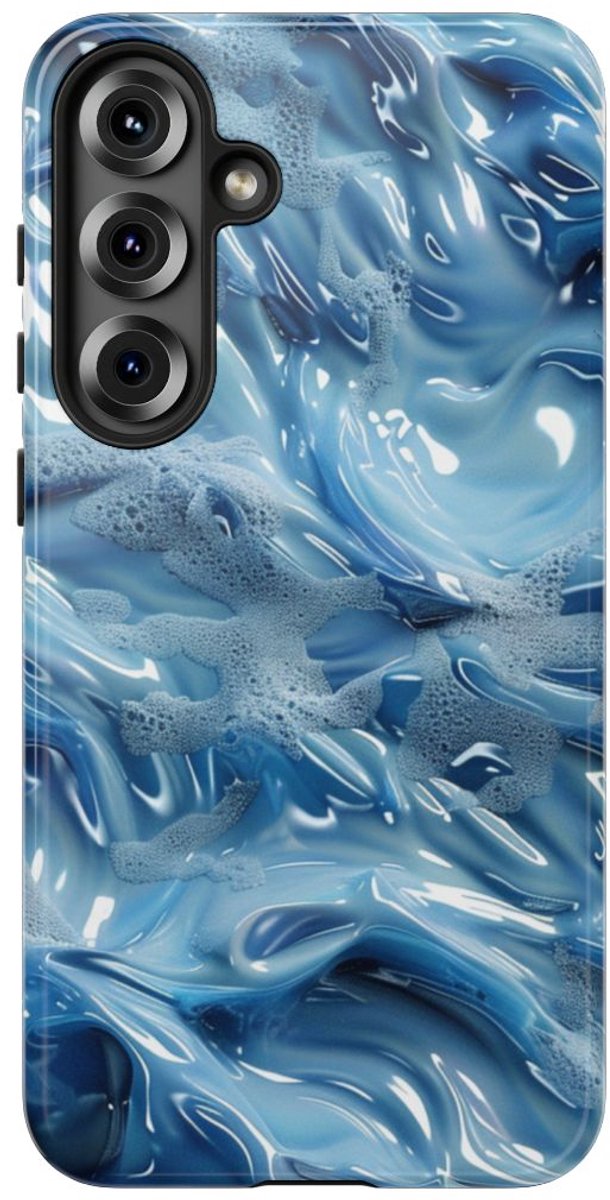 Blauw Abstract Golvend Patroon – Telefoonhoesje Geschikt voor Samsung Galaxy S25 Plus
