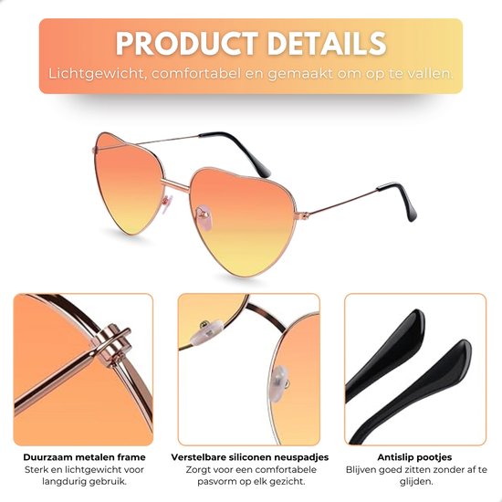 Boncy® Hartjes Zonnebril Dames & Heren - Zonnebrillen 2-Pack Gradient - Hartjesbril Sunglasses Gepolariseerd Fietsbril Sportbril - Festival Rave & Party Bril - Fietsbrillen Sportbrillen van Merkloos — afbeelding 3