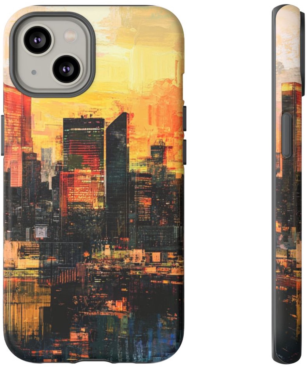 Abstracte Stedelijke Zonsondergang – Telefoonhoesje Geschikt voor iPhone 14
