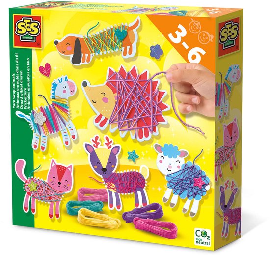SES Creative - Draad Wikkel Dieren - met glitter stickers en 5 heldere kleuren draad - 6 wikkel dieren - Knutselen