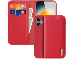 Dux Ducis Hoesje - Geschikt voor iPhone 17 Hoesje - Dux Ducis Hivo - Genuine Leather Book Case - Rood