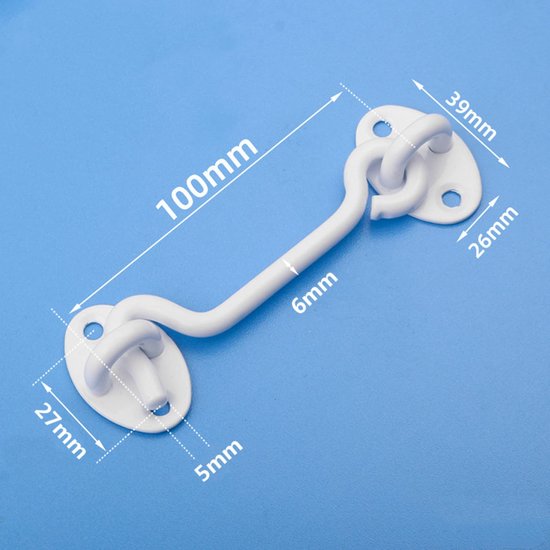 LATRAT 2 stuks stormhaken, 10 cm roestvrijstalen cabinehaken, raamhaak, ooggrendel, deurhaak, raamgrendel, stormhaak, deurgrendel, voor deuren, ramen, wit van LATRAT — afbeelding 5