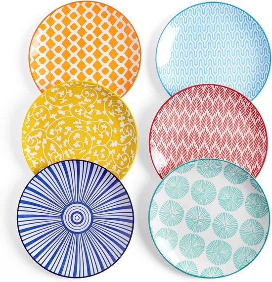 Selamica Keramische dessertborden, set van 6, 6 inch voorgerechtborden