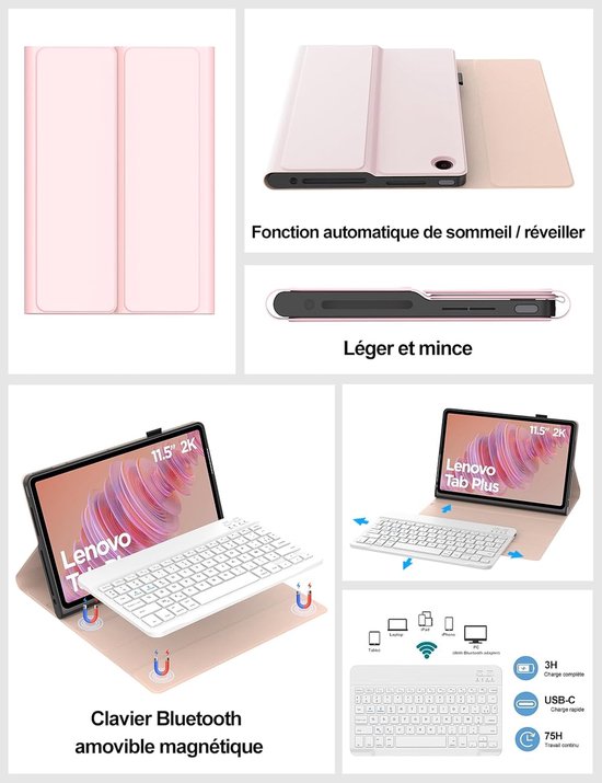 VCFDZCFD Toetsenbordhoes voor Samsung Galaxy Tab S7 /S7 Plus 12.4 inch