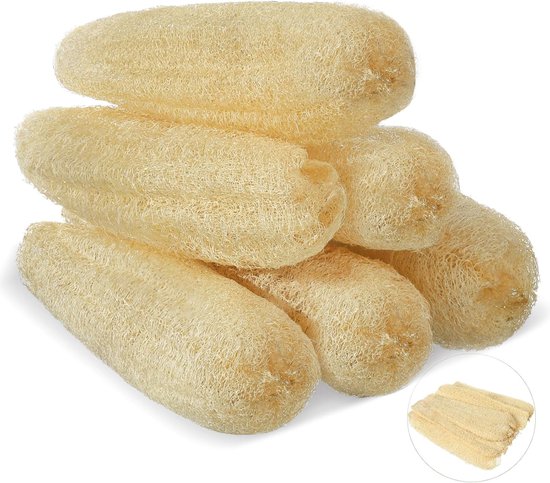 SNQ 6 pièces - Éponge luffa naturelle - Gommage corporel lavable au lave-vaisselle - 11,8 pouces (6 cm de diamètre)