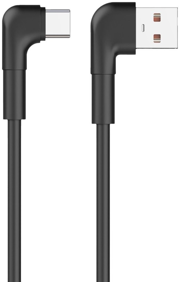 USB naar USB-C kabel 100cm zwart haaks