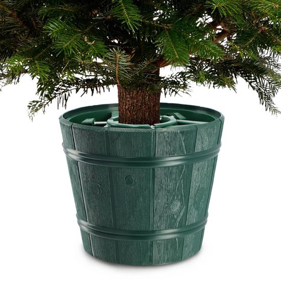 KADAX Kerstboomstandaard, kerstboomstandaard van kunststof, dennenboomstandaard in twee kleurversies, kunststof standaard voor een kerstboom (boomhoogte tot 280 cm, groen)