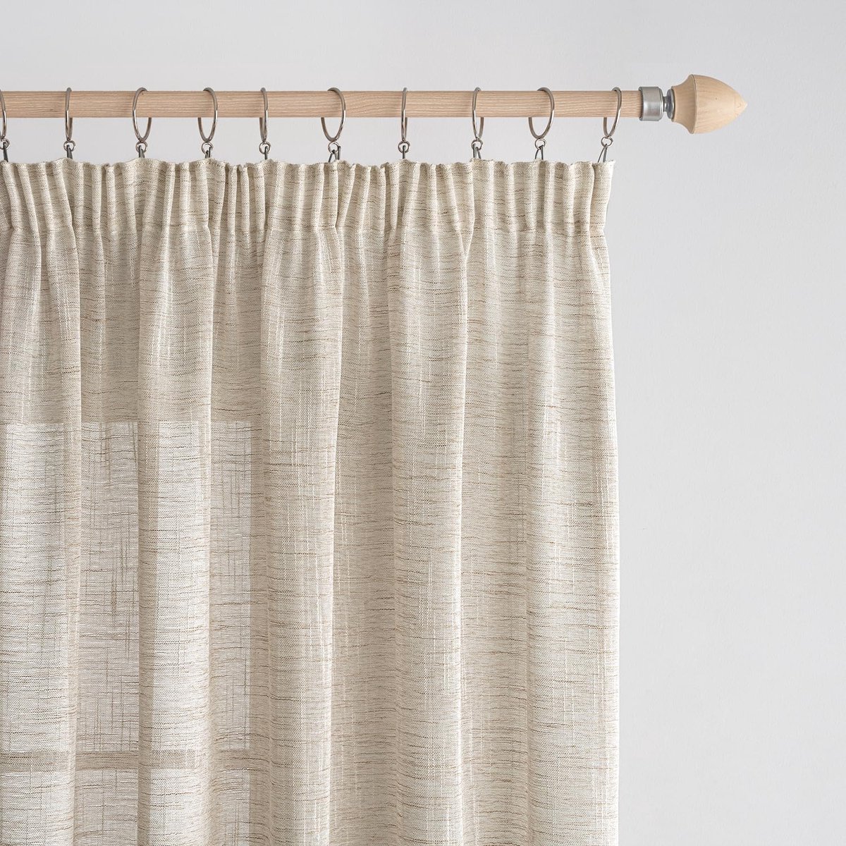 Ibenzoa Transparante Linnen Voile Gordijnen Set van 2 met Plooiband voor Woon- en Slaapkamer bruinachtig wit