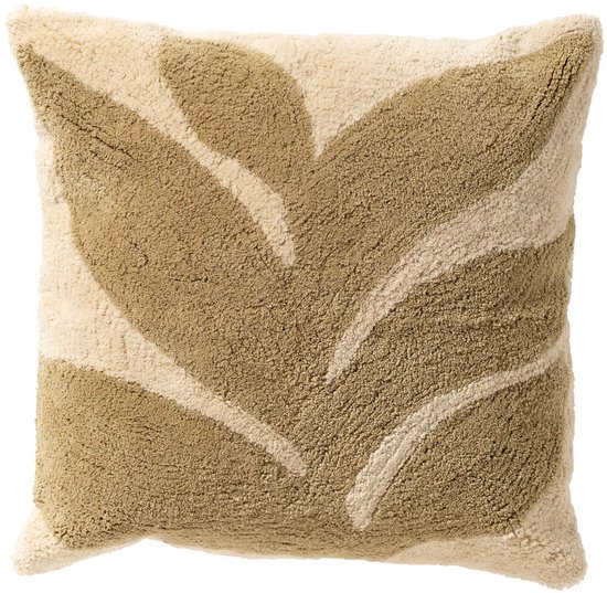 Dutch Decor JUNA - Coussin décoratif 45x45 cm - Motif feuilles - Sponge - Vert - Coussin intérieur inclus