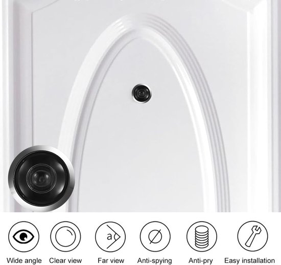 RFWR® Deurspion 220° groothoek met inkijkbescherming, instelbare lengte en optische glazen lenzen voor 40-60 mm dikke deuren van Merkloos — afbeelding 4