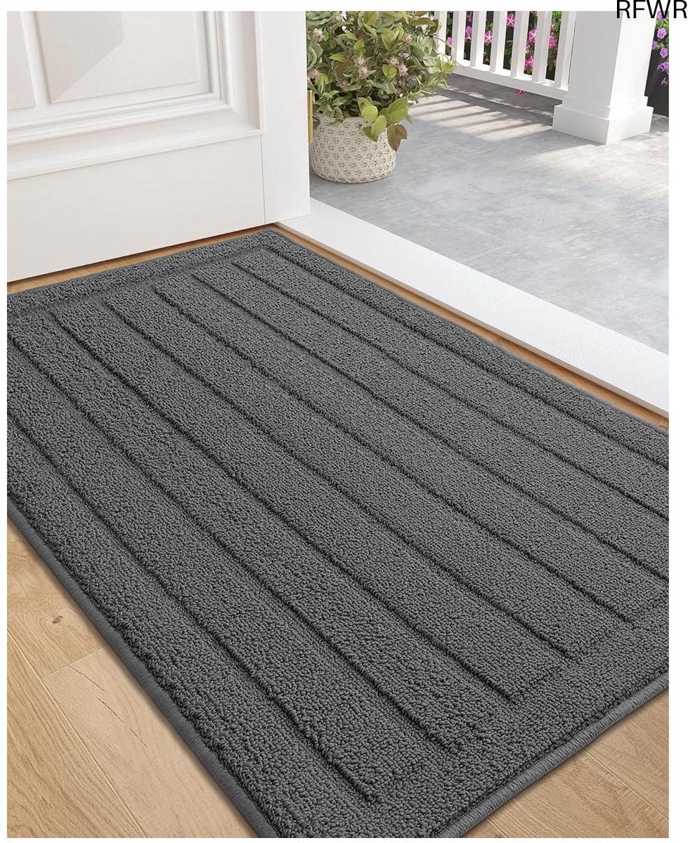 RFWR Antislip Deurmat voor Binnen 50 x 90 cm – Microvezel en Absorberend – Mode Entree Mat – Machinewasbaar Grijs