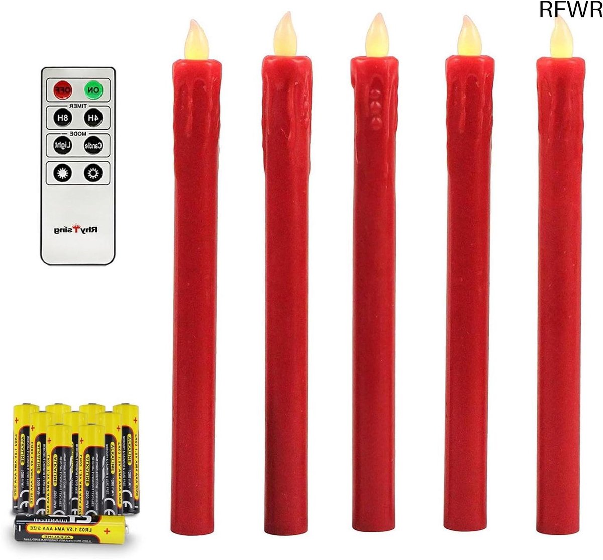 RFWR® Dripping Wax Kaarsen Kroonluchter Led Rood met Afstandsbediening voor Kerstmis