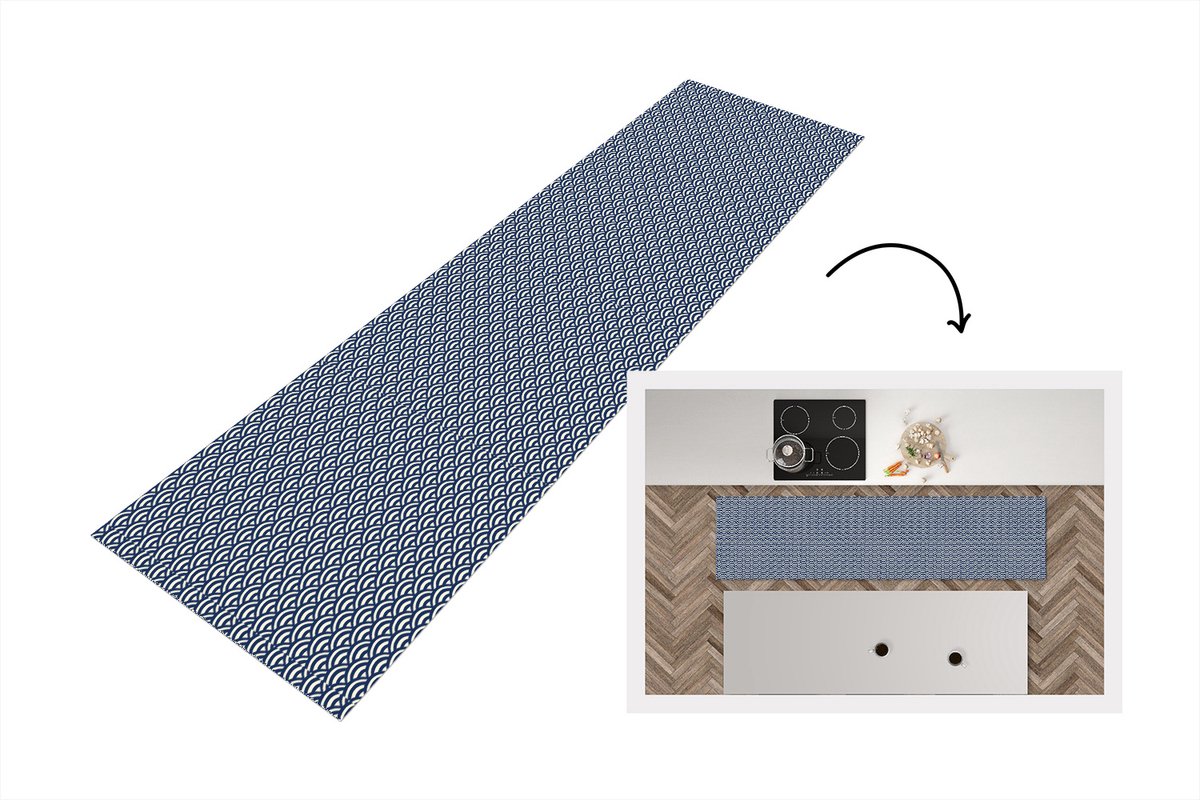 KitchenYeah Keukenloper 240x60 cm - Keukenmat vinyl Japan - Boog - Patronen - Keukenmatten loper - Keuken vloerkleed tapijt