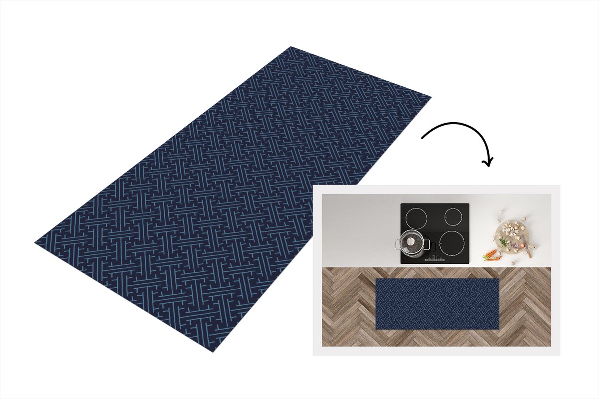 KitchenYeah Keukenloper 120x50 cm - Keukenmat vinyl Japans - Patronen - Geometrie - Keukenmatten loper - Keuken vloerkleed tapijt