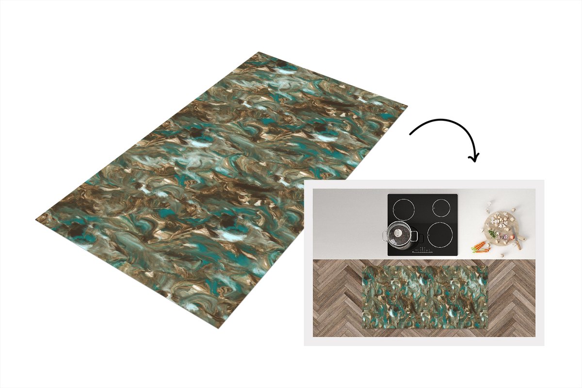 KitchenYeah Keukenloper 120x60 cm - Keukenmat vinyl Luxe - Marmer print - Patronen - Verf - Keukenmatten loper - Keuken vloerkleed tapijt