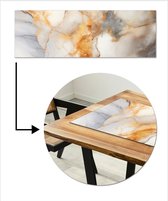 Chemin de table 150x50 cm - Set de table vinyle Marbre - Grijs - Goud - Décoration de table - Décoration de table - Décoration de Cuisine - Décoration de table