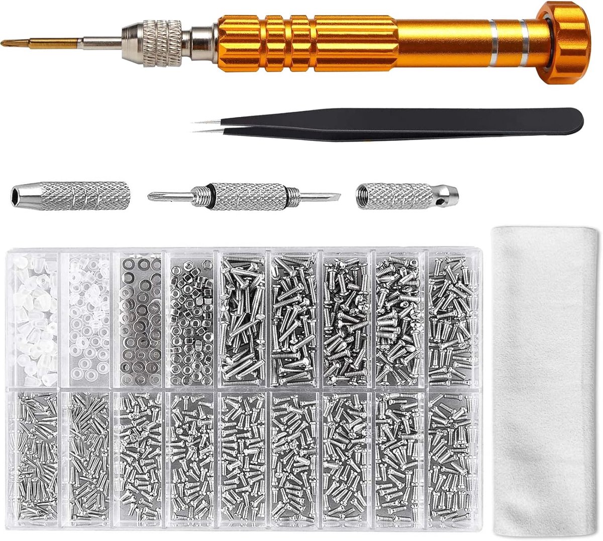 Reparatie Kit - Lenzenvloeistof - Reparatie Tool - Set Met Schroeven - Moeren - Pincet - Schroevendraaier Voor Zonnebril - Horloge - Klok - Spektakel - Elektronica - Telefoon - Camera