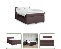 vidaXL Boxspring Bed - Boxspring - Boxspring met matras stof donkerbruin 140x190 cm - Donkere Bruine Boxspring - Lederlook Boxspring - Boxspring Set