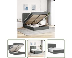 vidaXL Boxspring - Ottoman Bed - Ottoman bed met matras 140x190cm stof donkergrijs - Slaapbank - Slaapcomfort - Opbergbed