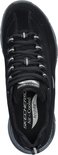 Bovenaanzicht van een zwarte Skechers sneaker met Air-Cooled Arch Fit binnenzool.