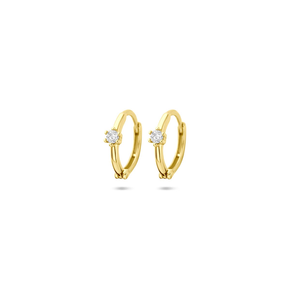 14K geelgouden klapoorringen zirkonia 10,5 mm - 4034099